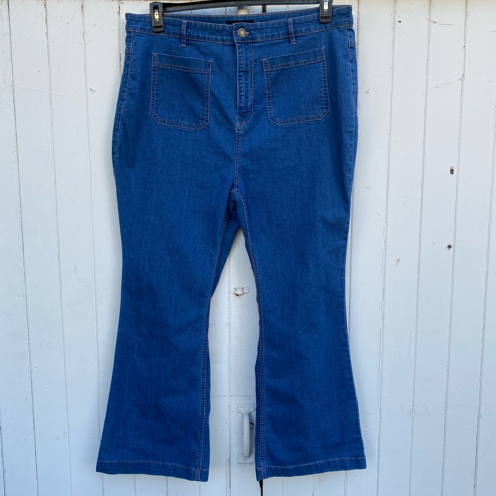 Rainbow Pocket Flare Blue Jeans